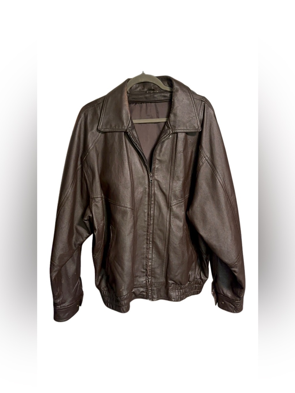 Men's Brown Leather Zip-Front Jacket